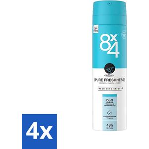 4 x 8 x 4 Deospray - No.19 Pure Freshness - Deodorant - Verfrissende Geur - 150 ml - Deodorant - Antitranspirant - Frisse Geur - 24 Uur Bescherming - Deodorant Spray