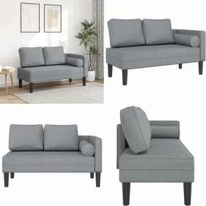 vidaXL Chaise longue met kussens stof lichtgrijs - Chaise Longue - Chaise Longues - Loungebank - Divan