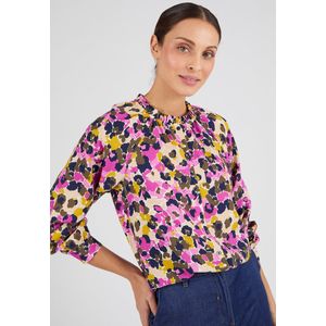 Damart - Blouse van zuivere viscose Lenzing(TM) EcoVero(TM) met kraag met ruches - Dames - Roze - 52