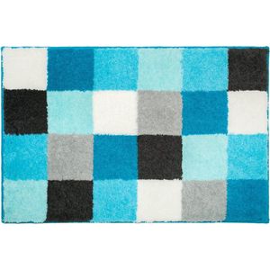 Casilin - Blocks - Antislip Badmat - 65x115 cm - Aqua Blauw