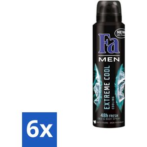 6 x Fa Men - Extreme Cool - Deodorant Spray - Coolend - 150 ml - Mannen Deodorant - Deodorant Spray - Koele Geur - Frisse Geur - Langdurige Bescherming