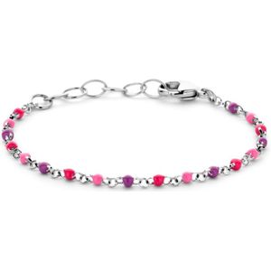 Zilver - Gerhodineerde Armband - Gekleurd Emaille - 11 + 2 cm - 925 Zilver