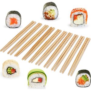 Relaxdays bamboe eetstokjes - chopsticks - herbruikbaar - 10 paar stokjes - 24 cm lang