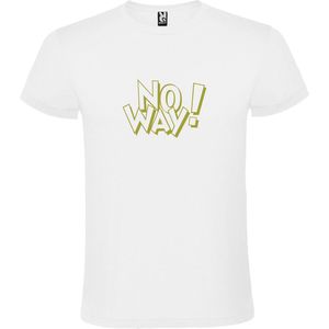 Wit t-shirt met tekst ''NO WAY'' print Goud  size 3XL
