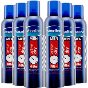 Vaseline Men Active Dry Deodorant Spray - 6 x 250 ml