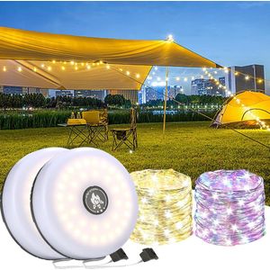 Oprolbare lichtketting voor kamperen - 10 m waterdicht - 8 modi - USB-oplaadbaar - draagbaar - binnen en buiten .