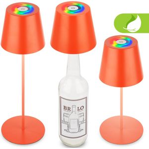 BRILONER Calida - Oplaadbare Tafellamp - dimbaar - voor binnen en buiten - 3 in 1 - RGBW - IP44 - snoerloze - in hoogte verstelbaar - 36 x Ø 10,5 cm - oranje