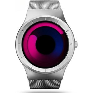 SINOBI 4.0 - Originele Smartwatch - Horloge heren - Quartz horloge met stalen Band (zilver + paars) - Lichtgevende wijzers