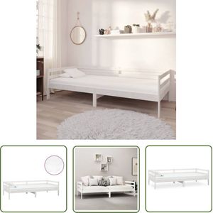 The Living Store Slaapbank met matras massief grenenhout wit 90x200 cm - Slaapbank - Grenenhouten Slaapbank - Houten Bed - Tweepersoonsbed - Daybed