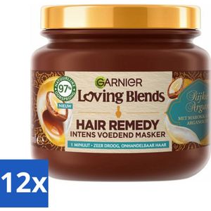 12 x Garnier - Loving Blends - Haarmasker - Rijke Argan - Zeer Droog & Onhandelbaar Haar - 340 ml - Haar Masker - Argan Olie - Droog Haar - Onhandelbaar Haar - Haarmasker
