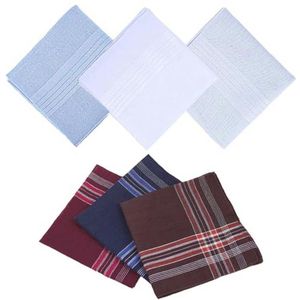 6 Stuks Zachte Katoenen Zakdoeken voor Heren - Grote Vierkante Zakdoeken