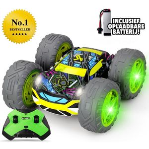 Exost RC 360 Cross Flash Stuntauto groen 1:18 - Flashing wheels - Incl. oplaadbare batterij - RC auto