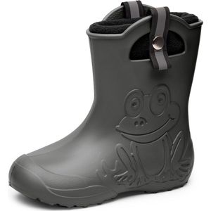 Ladeheid Kinder Regenlaarzen – Lichtgewicht Rubberen – Laarzen – Thermovoering – Meisjes – Jongens – Antislip – Regenlaarzen – Kinder – Carbone – 22/23 – LA-CA-Frog245