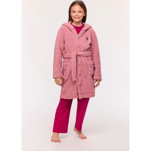 Woody badjas unisex - oudroze - labradoodle - 242-10-ROM-M/415 - maat 176