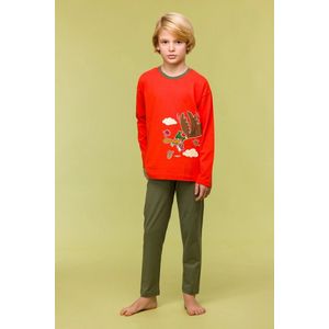 Woody pyjama jongens/heren - rood - eend - 242-10-PLU-S/403 - maat 140