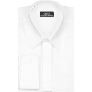 Gents - Smoking Overhemd Plat Glad - Wit - Polyester