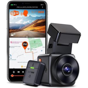 Mini Dashcam WiFi-dashcam draadloze en spraakgestuurde autocamera met HDR-nachtzicht GPS 24-uurs bufferparkeerbewaking 154 inch G-sensor met 160° lusopname max. 512 GB - E1 1944P - beste kwaliteit dashcam