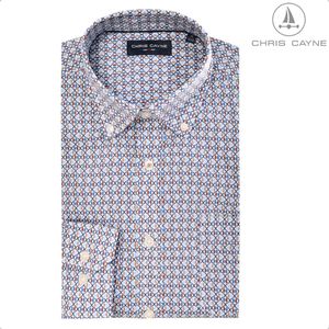 Chris Cayne overhemd lange mouw - maat 5XL - blouse 1209 - blauw multi color - met borstzak