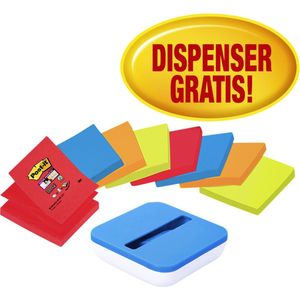 Value Pack: Post-it®  Z-Notes Dispenser - met 8 stuks Post-it Super Sticky Z-Notes- Neon