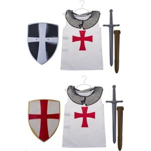 Ridderset kind 3-delig - Shirt, Schild en Zwaard - Verkleed Accessoires - Assorti Kleur