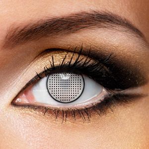 Partylens® kleurlenzen - Mesh White Manson - jaarlenzen met lenshouder - partylenzen