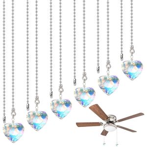 Set van 8 zilverkleurige glazen kettinghandgrepen voor plafondventilator met licht, duurzaam en eenvoudig te bevestigen voor soepel gebruik van ventilatorkettingen