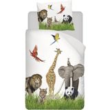 Snoozing Zie Zoo Dekbedovertrek - Eenpersoons - 140x200/220 cm - Flanel - Multicolour