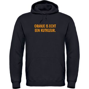 EK Kleding Hoodie zwart S - V - Oranje is echt een kutkleur - voorkant - soBAD. | Oranje hoodie dames | Oranje hoodie heren | Oranje sweater | Oranje | EK 2024 | Voetbal | Nederland | Unisex