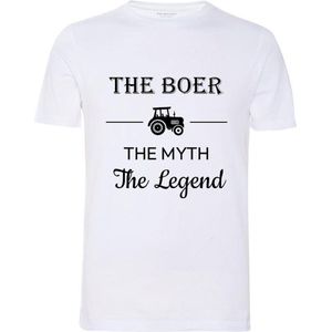 LBM T-shirt boer - The boer, the myth, the legend - Wit maat M