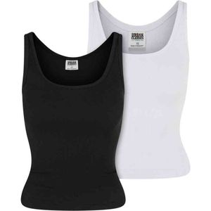 Urban Classics - Organic Basic Rib 2-Pack Mouwloze top - XL - Zwart/Wit