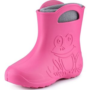 Ladeheid LA-CA-FrogWinter Kinder Regenlaarzen - Rubber - met Binnenschoen - EVA - Wasbare Binnenschoen - Roze/Grijs - 32/33