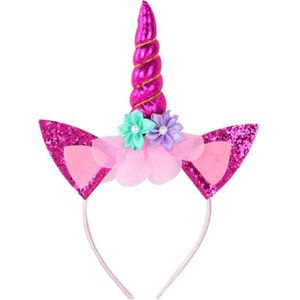Unicorn haarband - eenhoorn diadeem meisje - tiara - verjaardagskroon - unicorn versiering - roze