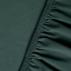 Kayori Shizu Hoeslaken Jersey Stretch - 180-200x200-220cm - Matrasdikte 35cm - Rondom Elastiek - Biologisch Katoen - Strijkvrij - Donkergroen