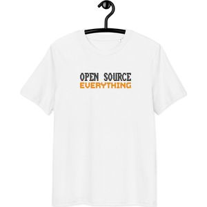 Bitcoin T-shirt - Open Source Everything - Unisex - 100% Biologisch Katoen - Wit - Maat S | Bitcoin cadeau| Bitcoin T-shirt| Bitcoin Shirt| Bitcoin Merch| Bitcoin Merchandise| Bitcoin Kleding