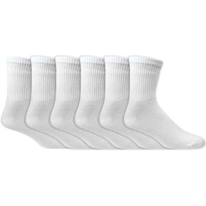 Dunne sportsokken | Versterkte hak en teen | Kleur: Wit | Maat: 36-41 / 42-47 | Aantal: 6 paar