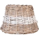 Clayre & Eef Lampenkap Ø 23x17 cm Beige Rotan Rond Streep Rieten Lampenkap