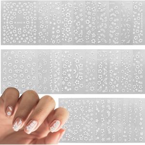 30 Vellen Nagelstickers Bloemen Schattig - Zelfklevend Bloemennagelstickers - Manicuredecoratie voor Vrouwen Meisjes - Doe Het Zelf Nagelontwerpen (Wit) .