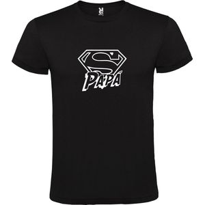 Zwart t-shirt met 'Super Papa' print Wit size XS