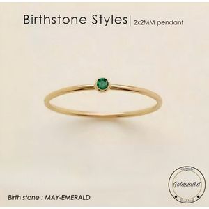 Soraro Birthstone Ring | Mei | 16mm | Goldplated | Goudkleurig | Cadeau Voor Haar | Cadeau Voor Vriendin | Verjaardag Cadeau |