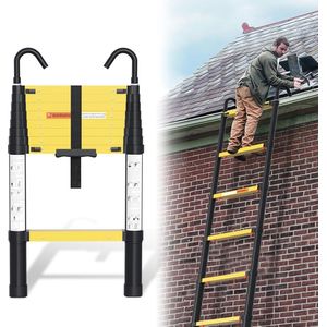 Telescopische ladder 2,6 m - Antislip Aluminium Ladder met Langzame Intrekfunctie en Afneembare Haken