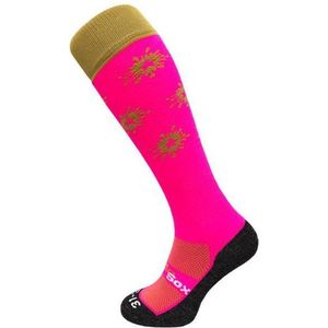 WeirdoSox Sterren Splash Goud/Roze sportsokken, hockeysokken, voetbalsokken - Maat 36/40