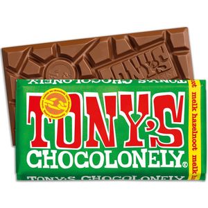 Tony's Chocolonely Melk Hazelnoot Chocolade Reep - 180 gram