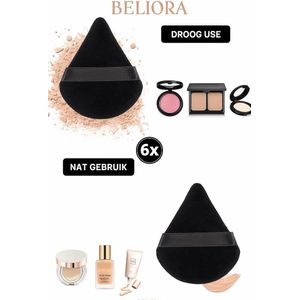 Make-up Sponsjes – Powder Puff Driehoek – Beauty Blender – Poederspons – 6 Stuks – Zwart