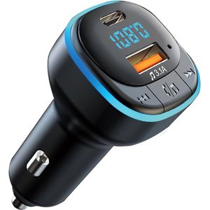 Auto Bluetooth 5.0 FM-zender, MP3-audiospeler, oplader, Bluetooth handsfree, LED-lampje, handsfree bellen