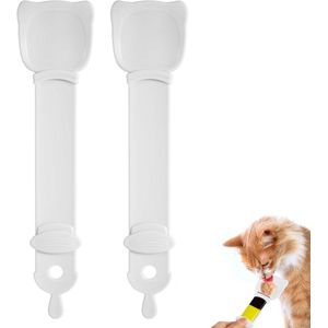 Allecto Plus - Kattenstripvoeders 2 Stuks Kattenkopvorm Natvoer Multifunctioneel White.