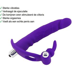 Happy Tears | Realistische penis met Cockring voor dubbele penetratie | Clitoris stimulator - kietelaar | Anaal dildo | Vibrator | Cockring anaal of dubbel vaginaal | Gspot vibrator | Unisex | Paars