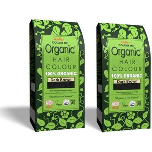 2 x Radico COLOUR ME ORGANIC Dark Brown / Donkerbruin 100% Natuurlijke BIO ORGANIC 9-Kruiden Henna Haarverf Zonder Ammoniak PPD PTD met ECOCERT, HALAL, VEGAN Set 2 200g