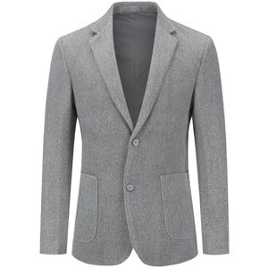 Allthemen Heren Tweed Enkelrijig Twee-knoops Blazer - Slanke Fit Kostuumjas - S