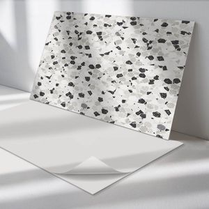 Wallfluent Vinyl Wandpaneel - Terracotta patroon met stenen Vinyl Wandbekleding - 100 cm x 50 cm - Zwart en wit PVC wandpaneel - 1 stuk - Rechthoekig Wandbekleding Vinyl - Texturen Wandpaneel - Zelfklevend Muurpaneel - Wandpaneel Keuken en Badkamer