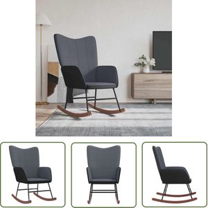 The Living Store Schommelstoel fluweel en PVC donkergrijs - Schommelstoel - Lounge Chair - Loungestoel - Relaxfauteuil - Fluweel Meubilair